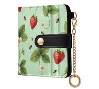 FRODOTGV Ladies Wallet Full Print Pattern Large Bill Compartment Compact Size Elegant Travel Strawberry Blooms