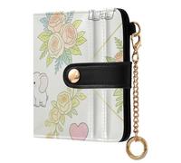 FRODOTGV Ladies Wallet Full Print Pattern Magnetic Snap Closure Bifold Design Elegant Travel Elephants Petal