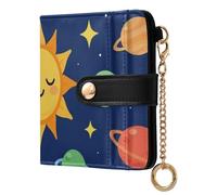 FRODOTGV Ladies Wallet PU Leather Metal Hardware Compact Size Elegant Outdoor Activities Solar Planets