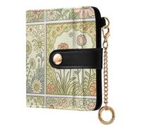 FRODOTGV Ladies Wallet Waterproof PU Leather Metal Hardware Portable Minimalist Travel Garden Quilt