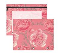 FRODOTGV Large Pink Carnation pencil poucheses Portable 3-Holes Pocket for A4 Paper Letter 2 Pack Teacher Class Supplies