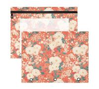 FRODOTGV Large White Florals pencil poucheses Portable Pocket Folders for 3 Rings Binder 2 Pack Students Classroom Supplies