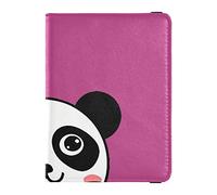 FRODOTGV Leather Passport and Vaccine Card Holder Combo Dark Peach Cute Panda Passport Cover Holder Wallet Case Passport Case Travel Documents Wallet for Travel Essential Waterproof