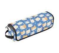FRODOTGV Lemurs Madagascar on Blue Pattern Women's Hot Hair Tools Travel Bag Removable Carrying Case and Heat Resistant Mat for Flat Irons, Straighteners, Funny Cute Colorful Faces Of Cats on Blue