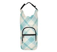 FRODOTGV Light Cyan Buffalo Plaids Water Bottle Holder for Backpack Lightweight Drawstring Backpack with Pockets and Water Bottle Holder Water Bottle Belt Holder Fits 20/24/32/40 oz Bottles