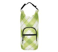 FRODOTGV Lime Green Buffalo Plaid Checks Water Bottle Strap Carrier Foldable Water Carrier for Hiking Hiking Gear Water Bottles Backpack Fits 20/24/32/40 oz Bottles, Lime Green Buffalo, 1 size