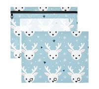 FRODOTGV Little Deer Faces Blue Pencil Binder Pouches Clear Plastic File Folder for A4 Paper Letter 2 Pack Teacher Office Supplies