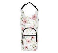 FRODOTGV Little Peach Flowers Water Bottle Carry Bag Easy-To-Carry Drawstring Backpack with Pockets and Water Bottle Holder Hiking Water Bottle Holder Fits 20/24/32/40 oz Bottles