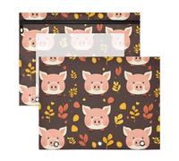 FRODOTGV Little Pig Faces Binder Pouches with Smooth Zippers 3 Hole Pocket for A4 Paper Letter 2 Pack Students Office Supplies