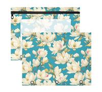 FRODOTGV Magnolia Light Cyan Pencil Bag Pouches Clear Storage Bag for 3 Rings Binder 2 Pack Teacher Classroom Supplies