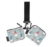 FRODOTGV Merry Christmas Gnome Snowflakes Women's Dual Wallets Busniess Card Cases Slim Detachable Identity Card Protector with Wristle Strap for Ladies Girls 2 Pcs, Gnome Snowflakes, One Size