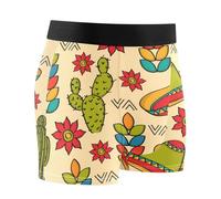 FRODOTGV Mexico Cactus Cinco Mayo Yellow Boxer Brief for Men Soft Mens Boxers Shorts Bamboo Underpants, Mexico Cactus Cinco Mayo Yellow, L