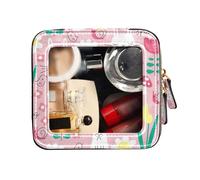 FRODOTGV Mini Clear Makeup Bag Clear, Peach Bunny Rabbit Pattern Happy Easter, Toiletry Bag Makeup Organizer, Peach Bunny Rabbit Pattern Happy Easter, One Size