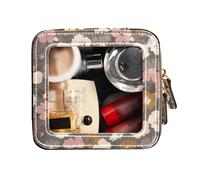 FRODOTGV Mini Clear Makeup Bag Clear Toiletry Bag with Zipper Portable Make Up Organizer Vintage Floral Pattern Modern, Vintage Floral Pattern Modern, One Size