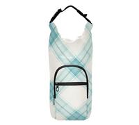 FRODOTGV Mint Buffalo Plaid Checks Water Bottle Holder for Backpack Foldable Drawstring Backpack with Pockets and Water Bottle Holder Water Bottle Belt Holder Fits 20/24/32/40 oz Bottles