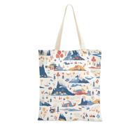 FRODOTGV Mountain Symbols Reusable Tote Bag | Polyester Canvas Tote Bag with Magnetic Snap Closure