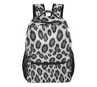 FRODOTGV Outdoor Daypack 1 Main 2 Side 1 Front Zip & 4 Inner Pockets Adjustable Padded Shoulder Straps for Primary Secondary School Pupils Camping Sightseeing Monochrome Leopard Size Medium