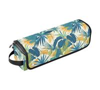 FRODOTGV Palm Tropical Pattern Exotic 2-in-1 Curling Iron Travel Case and Heat Resistant Mat Women Large Capacity Carrying Case for Hot Tool Flat Irons Hair Volumizer Styler