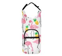 FRODOTGV Peach Flamingo Yellow Pineapple Crossbody Water Bottle Holder Functional Water Bottle Insulated Carrier Backpack Water Bottle Holder Fits 20/24/32/40 oz Bottles