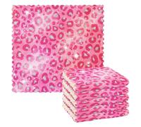 FRODOTGV Peach Glitter Leopard Print Hand Towel Microfiber Countertop Rustic Dish Towels Tea Towel Cotton Kitchen Towels Absorbent Kitchen Hand Drying Towels 11x11in