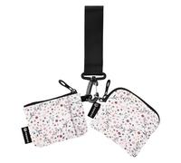 FRODOTGV Peach Red Flowers Country Women's Coin Pouches Card Holder Thin Flat Credit Card Wallet Organizer with Zipper Coin Pocket for Work Travel 2 Pcs, Peach Red Flowers Country, One Size