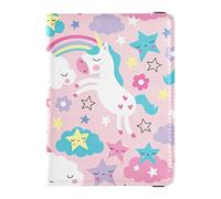 FRODOTGV Peach Unicorns Pattern Leather Passport and Vaccine Card Wallet Combo Travel Documents Organizer Protector Passport Cover Holder Wallet Case for Women and Men Waterproof