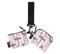 FRODOTGV Peach White Striped Funny Flamingo Pineapple Dual Wristlet Wallets for Women Slim Detachable Identity Card Protector with Zipper Pocket for Women Men 2 Packs, Funny Flamingo Pineapple, One