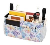 FRODOTGV Pink Flamingos on Black Background Bedside Caddy Storage Bag Organizer Bags with Big Pockets And Bottle Holder Can be Placed Books, Phones, Keys, Glasses, Magazine