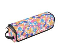 FRODOTGV Polka Dots and Tender Chamomile Flowers Hair Tools Travel Bag for Women, Waterproof Carrying Case Organizer and Heat Resistant Mat for Hot Tool Flat Irons Hair Volumizer Styler, Cute Dog Paws
