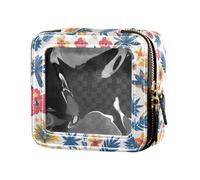 FRODOTGV Polka Dots and Tender Chamomile Flowers Leather Clear Makeup Bag Toiletry with Zipper Cosmetic Organizer for Girls Women, Seamless Asian Traditional Patterns, One Size