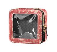 FRODOTGV Polka Dots and Tender Chamomile Flowers Leather Clear Makeup Bag Toiletry with Zipper Cosmetic Organizer for Girls Women, Merry Christmas Snowflake Red Hoho, One Size