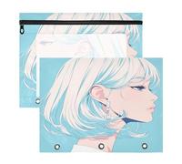 FRODOTGV Quiet Women Blue pencil poucheses Portable Storage Bag for 3 Rings Binder 2 Pack Students Office Supplies