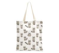 FRODOTGV Raccoons in Different Poses Large Capacity Tote Bag | Polyester Canvas Tote Bag with Magnetic Snap Closure