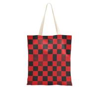 FRODOTGV Red Black Buffalo Plaid Large Capacity Tote Bag | Polyester Canvas Tote Bag with Magnetic Snap Closure
