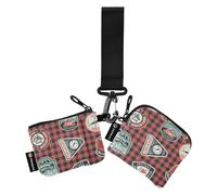 FRODOTGV Red Buffalo Plaid Tartan Scotland Wild Peak Women's Card Cases Change Holder Thin Flat Business Card Case Money Organizer with Zipper Coin Pocket for Work Travel 2 Pcs, Wild Peak, One Size