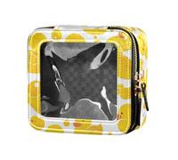 FRODOTGV Red Lips Cherry White Waterproof Clear Make Up Bag Toiletry with Zipper Nail Polish Organizer for Girls, Yellow Rubber Animal Duck Cute, One Size