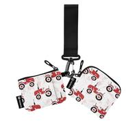 FRODOTGV Red Old Wheeled Tractors Women's Coin Pouches Card Holder Slim Portable Zipper Purse Wallet with Zipper Pocket for Women Men 2 Pcs, Wheeled Tractors, One Size