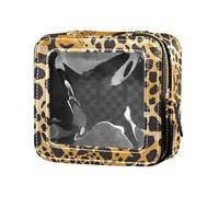 FRODOTGV Red Roses with Eyeballs and Black Crows Leather Clear Makeup Bag Travel Toiletry Pouches Cosmetic Organizer Case for Girls, Abstract Leopard Cheetah Skin Shapes, One Size