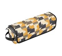 FRODOTGV Retro Yellow and Black Houndstooth Womens Travel Bag for Hair Tools Large Essentials Storage with Iron Mat for Straightener Flat Hair Dryer