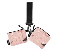 FRODOTGV Rooster Chicken Peach Dual Coin Purse Credit Card Holder Wallet Minimalist Coin Purse Change Holder with Keychain for Women Men 2 Pcs, Rooster Chicken Peach, One Size