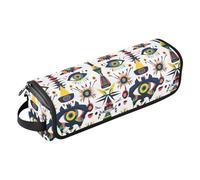 FRODOTGV Rose Gold Pink Glitter Hair Tools Travel Bag with Iron Mat Women's Large Organizer Storage Bags for Straightener Flat Hair Dryer, Geometry Evil Eye White, One Size