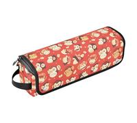 FRODOTGV Safari Mushroom Pattern Women's Hair Tools Travel Bag Removable Open Flat Bags with Iron Mat for Flat Irons, Straighteners, Monkey Red, One Size