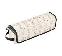 FRODOTGV Scandinavian Style Alphabet Hair Tool Travel Bag with Iron Mat Women's Large Capacity Storage Bags for Hot Tool Flat Irons Hair Volumizer Styler, Happy Easter Rabbit Bunny Pink, One Size