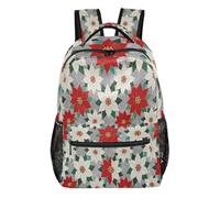 FRODOTGV School Backpack Lightweight Portable Build Polyester Twill Fabric for Primary Secondary School Pupils Outdoor Activities Poinsettia Star Size Small