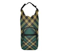 FRODOTGV Scotland Buffalo Plaid Black Gold Green Sling Backpack with Water Bottle Holder Lightweight Insulated Bottle Carrier 20/24/32/40oz Hiking Water Bottle Backpack, Black Gold Green, One Size,