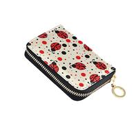 FRODOTGV Seven-star ladybirds Mini Card Wallet Womens Riskfree RFID Card Holder Leather Zipper Pocket Wallet for Work, Seven-Star Ladybird, One Size, Classic