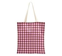 FRODOTGV Soft Blush Dots Repeat Pattern Grocery Tote Bag | Reusable Grocery Tote Bag Magnetic Snap for Daily Errands