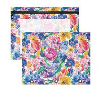 FRODOTGV Spring Colorful Flowers pencil poucheses Clear 3 Rings Pocket for A4 Paper Letter 2 Pack Teacher Office Supplies