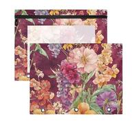 FRODOTGV Spring Florals Burgundy Binder pencil poucheses with 3 Reinforced Grommets Storage Bag for A4 Paper Letter 2 Pack Students Classroom Supplies
