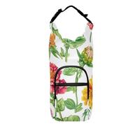 FRODOTGV Spring Florals Cactus White Sling Backpack with Water Bottle Holder Functional Water Bottle Carrier for Biking Cross Body Water Bottle Holder Fits 20/24/32/40 oz Bottles